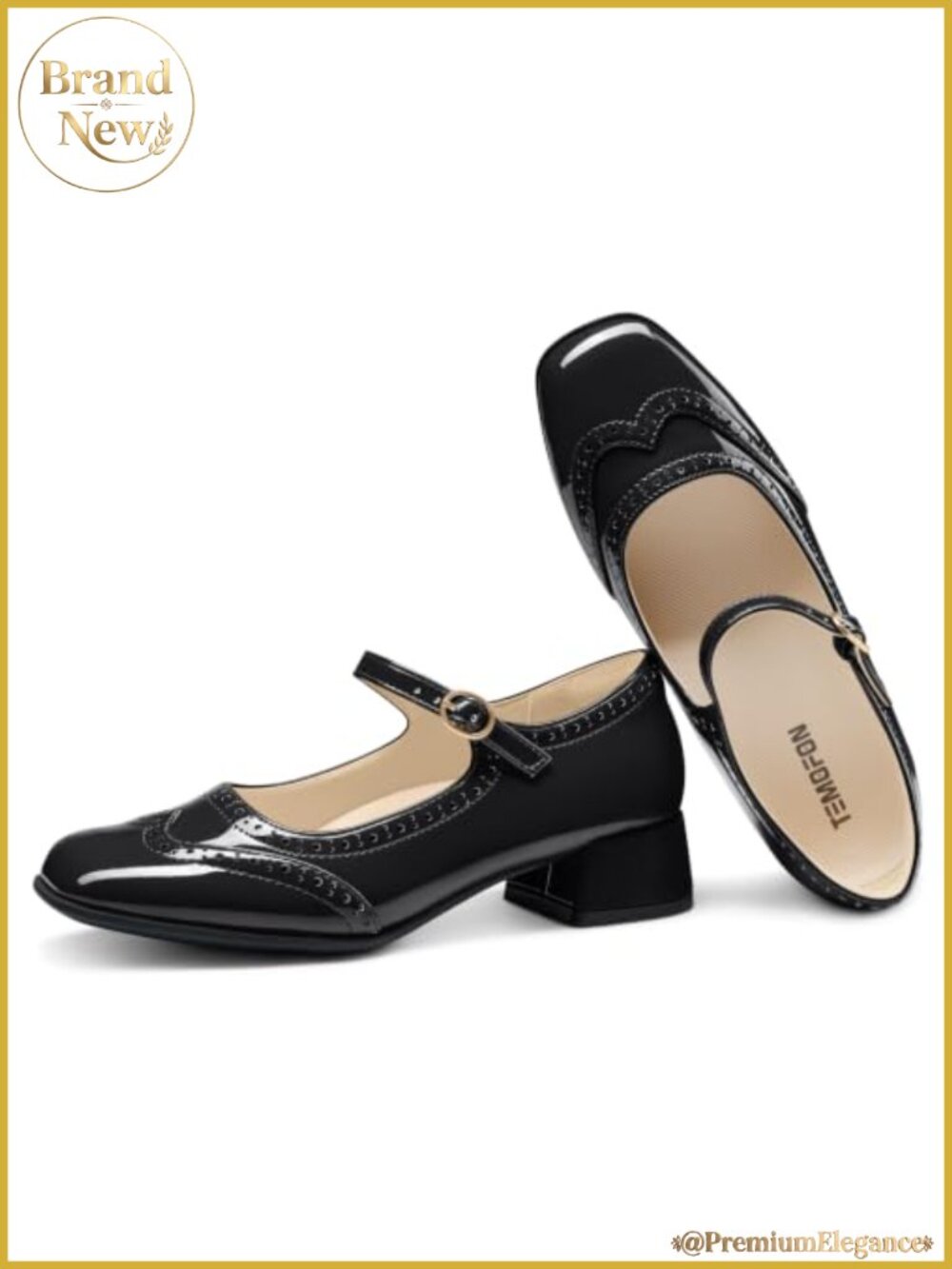Women's Mary Jane Pumps with Arch Support, 1.4 Inch Block Heel, Buckle Closure